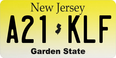 NJ license plate A21KLF