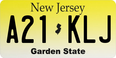 NJ license plate A21KLJ