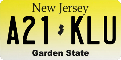 NJ license plate A21KLU