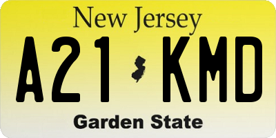 NJ license plate A21KMD