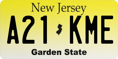 NJ license plate A21KME