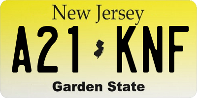 NJ license plate A21KNF