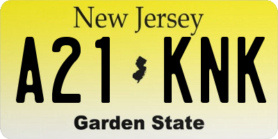 NJ license plate A21KNK