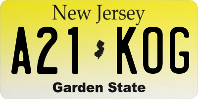 NJ license plate A21KOG