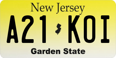 NJ license plate A21KOI