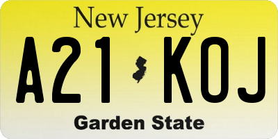 NJ license plate A21KOJ