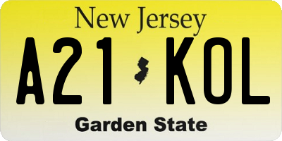 NJ license plate A21KOL