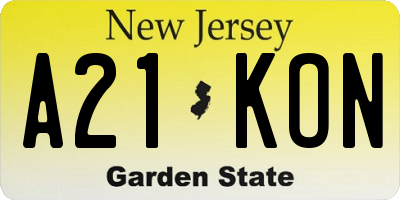 NJ license plate A21KON