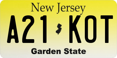 NJ license plate A21KOT