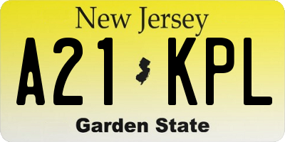 NJ license plate A21KPL