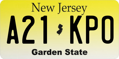 NJ license plate A21KPO