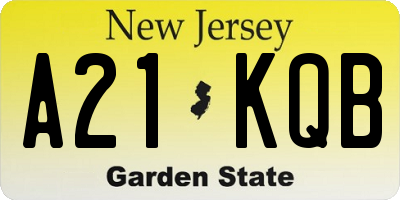 NJ license plate A21KQB