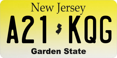 NJ license plate A21KQG