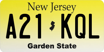 NJ license plate A21KQL