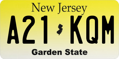 NJ license plate A21KQM