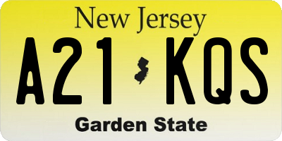 NJ license plate A21KQS