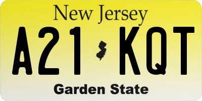 NJ license plate A21KQT