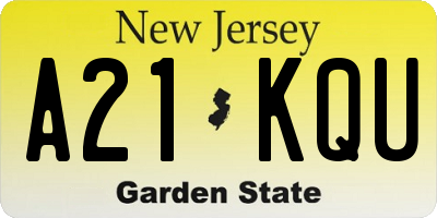 NJ license plate A21KQU
