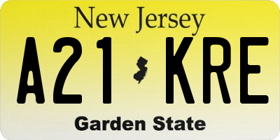 NJ license plate A21KRE