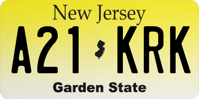 NJ license plate A21KRK