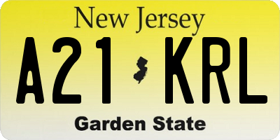 NJ license plate A21KRL