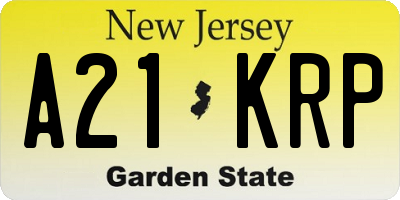 NJ license plate A21KRP