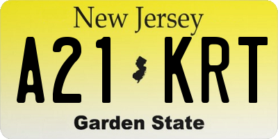 NJ license plate A21KRT