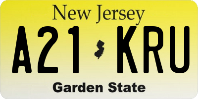 NJ license plate A21KRU