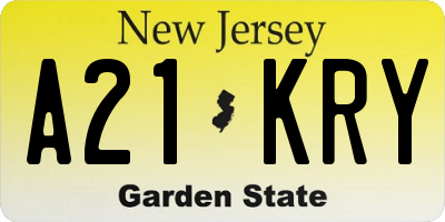 NJ license plate A21KRY