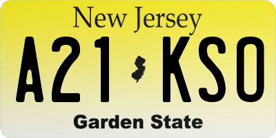 NJ license plate A21KSO