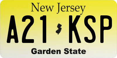 NJ license plate A21KSP