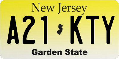 NJ license plate A21KTY