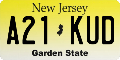 NJ license plate A21KUD