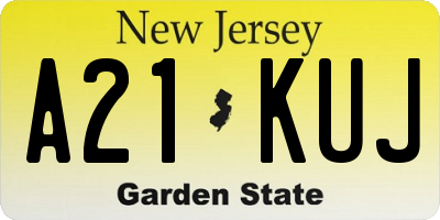 NJ license plate A21KUJ