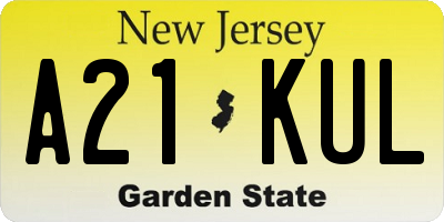 NJ license plate A21KUL