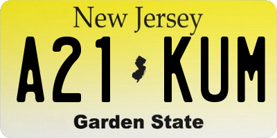 NJ license plate A21KUM