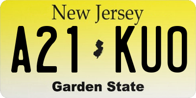 NJ license plate A21KUO