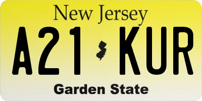 NJ license plate A21KUR