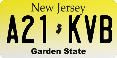 NJ license plate A21KVB
