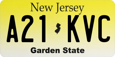 NJ license plate A21KVC