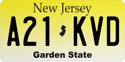 NJ license plate A21KVD