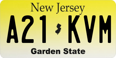 NJ license plate A21KVM