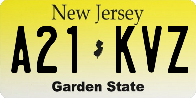 NJ license plate A21KVZ