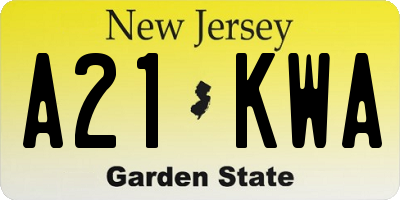 NJ license plate A21KWA
