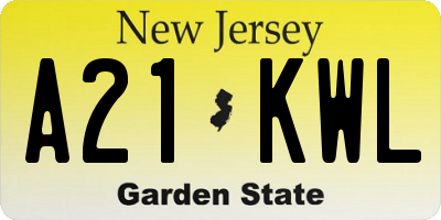 NJ license plate A21KWL