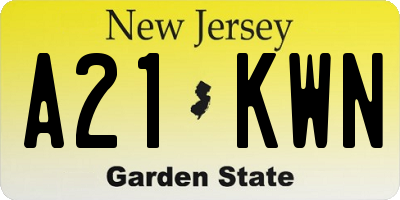NJ license plate A21KWN