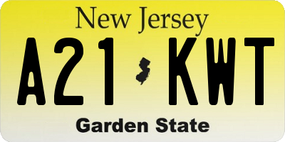 NJ license plate A21KWT