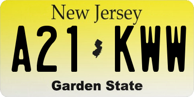 NJ license plate A21KWW
