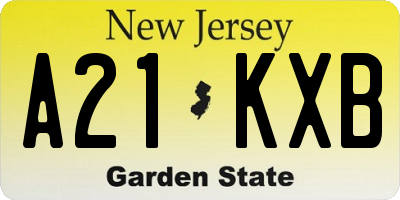 NJ license plate A21KXB