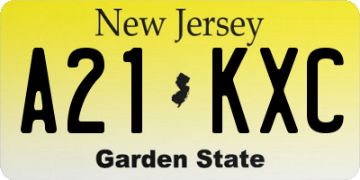 NJ license plate A21KXC